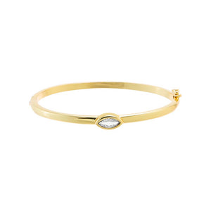 Gold Colored Marquise Bezel Bangle - Adina Eden's Jewels