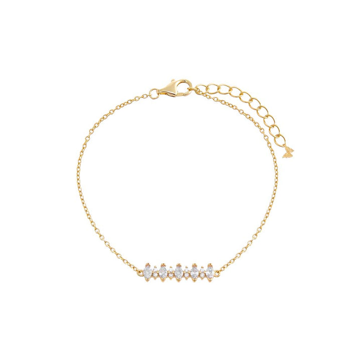 Gold CZ Multi Marquise Bar Bracelet - Adina Eden's Jewels
