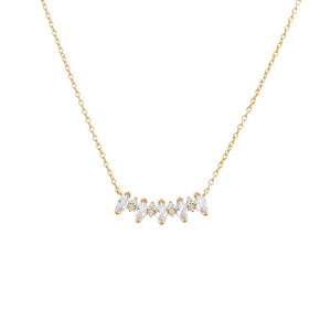 Gold CZ Multi Marquise Curved Bar Necklace - Adina Eden's Jewels