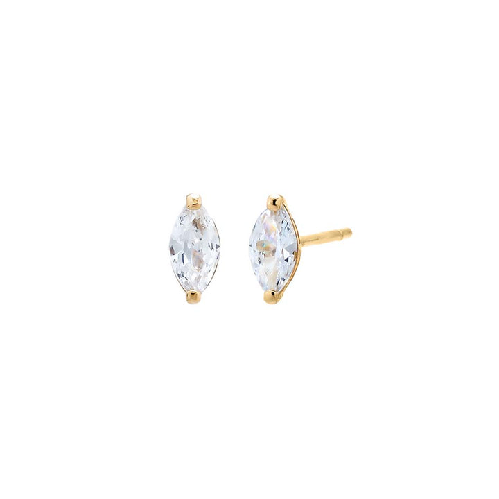14K Gold / Pair CZ Marquise Shape Stud Earring 14K - Adina Eden's Jewels