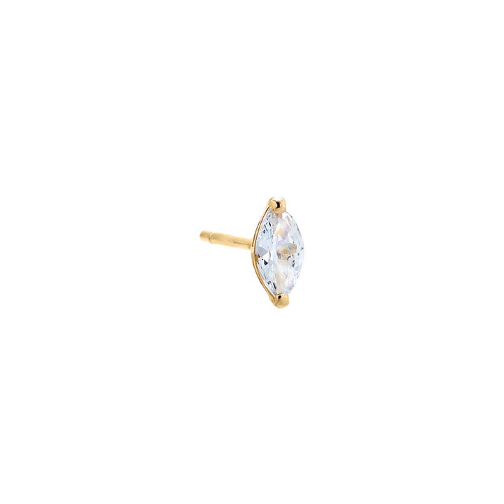 14K Gold / Single CZ Marquise Shape Stud Earring 14K - Adina Eden's Jewels