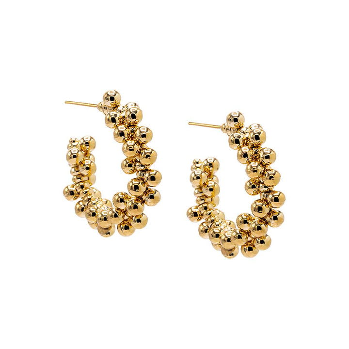 Gold / 20MM Scattered Beads Hoop Earring - Adina Eden's Jewels