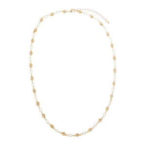 Gold / 18IN CZ Round Half Moon Bezel Link Chain Necklace - Adina Eden's Jewels