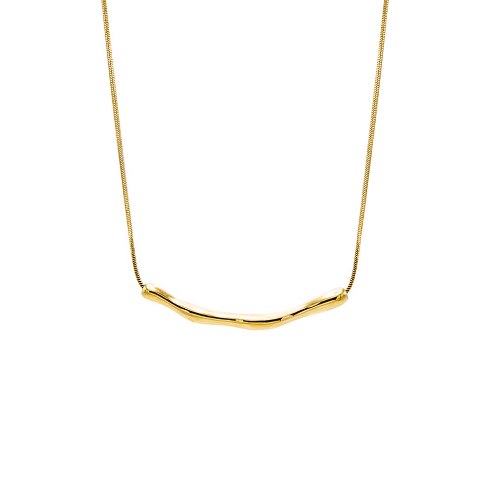 Gold Solid Curved Bar Snake Chain Necklace - Adina Eden's Jewels