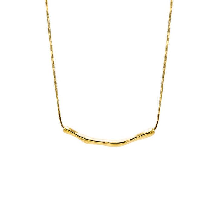 Gold Solid Curved Bar Snake Chain Necklace - Adina Eden's Jewels