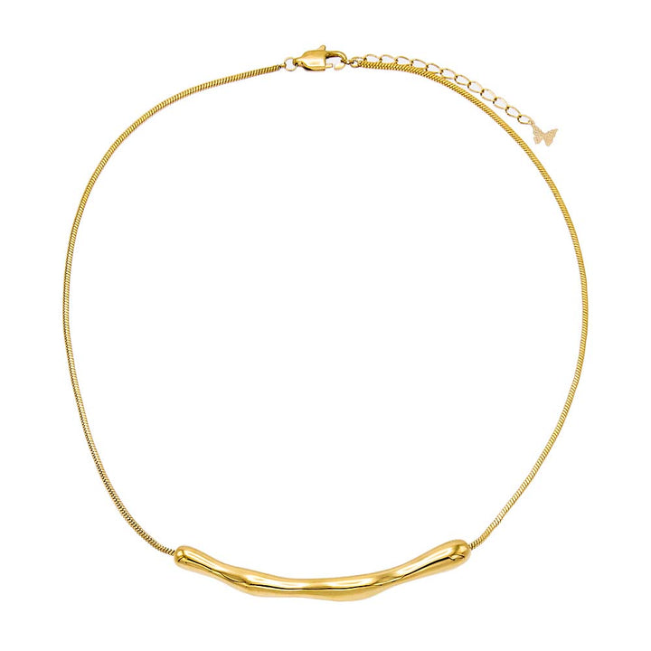  Solid Curved Bar Snake Chain Necklace - Adina Eden's Jewels