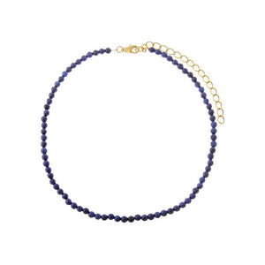 Blue / 4MM Lapis Natural Stone Beaded Chain Choker - Adina Eden's Jewels