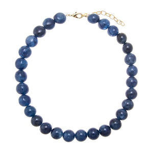 Blue / 14MM / 16IN Midnight Blue Quartz Natural Stone Ball Chain Necklace - Adina Eden's Jewels