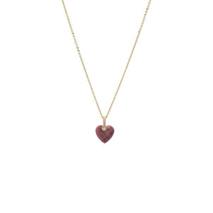 Cherry Quartz Pave Natural Stone Heart Pendant Necklace - Adina Eden's Jewels