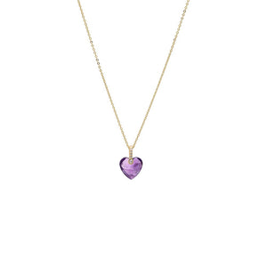 Amethyst Pave Natural Stone Heart Pendant Necklace - Adina Eden's Jewels