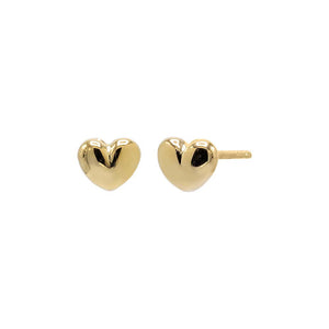 14K Gold / Pair Mini Puffy Heart Stud Earring 14K - Adina Eden's Jewels