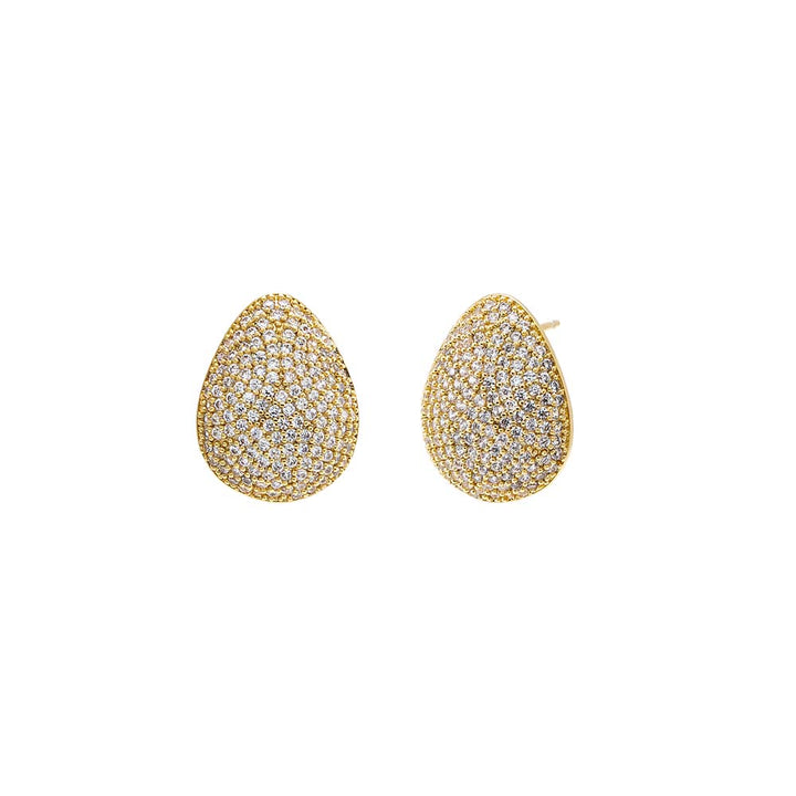 Gold Pave Puffy On The Ear Stud Earring - Adina Eden's Jewels