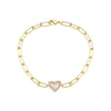 Mother of Pearl Pave Colored Stone Heart Paperclip Bracelet - Adina Eden's Jewels