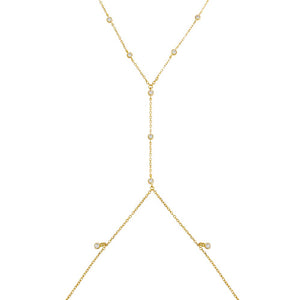Gold Bezel CZ Shaker Body Chain - Adina Eden's Jewels