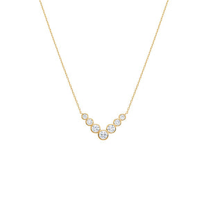 Gold CZ Bezel V Shape Pendant Necklace - Adina Eden's Jewels
