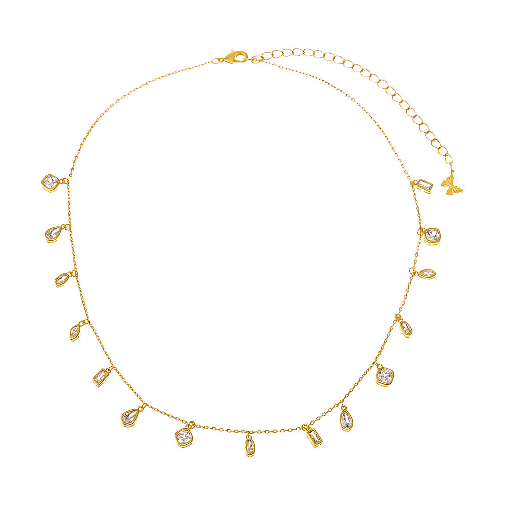Multi CZ Shape Bezel Shaker Necklace - Adina Eden's Jewels