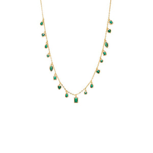 Emerald Green Colored Multi Shape Bezel Shaker Necklace - Adina Eden's Jewels