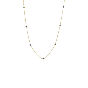 14K Sapphire Blue Evil Eye Station Necklace 14K