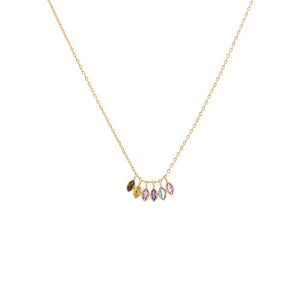 Multi-Color Multi Colored Marquise Bezel Necklace - Adina Eden's Jewels
