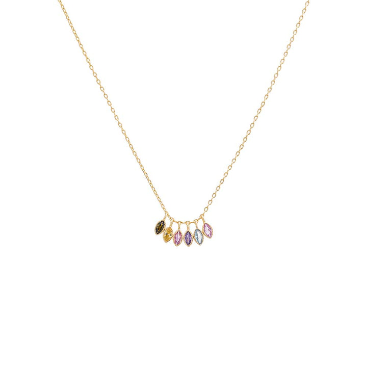 Multi-Color Multi Colored Marquise Bezel Necklace - Adina Eden's Jewels