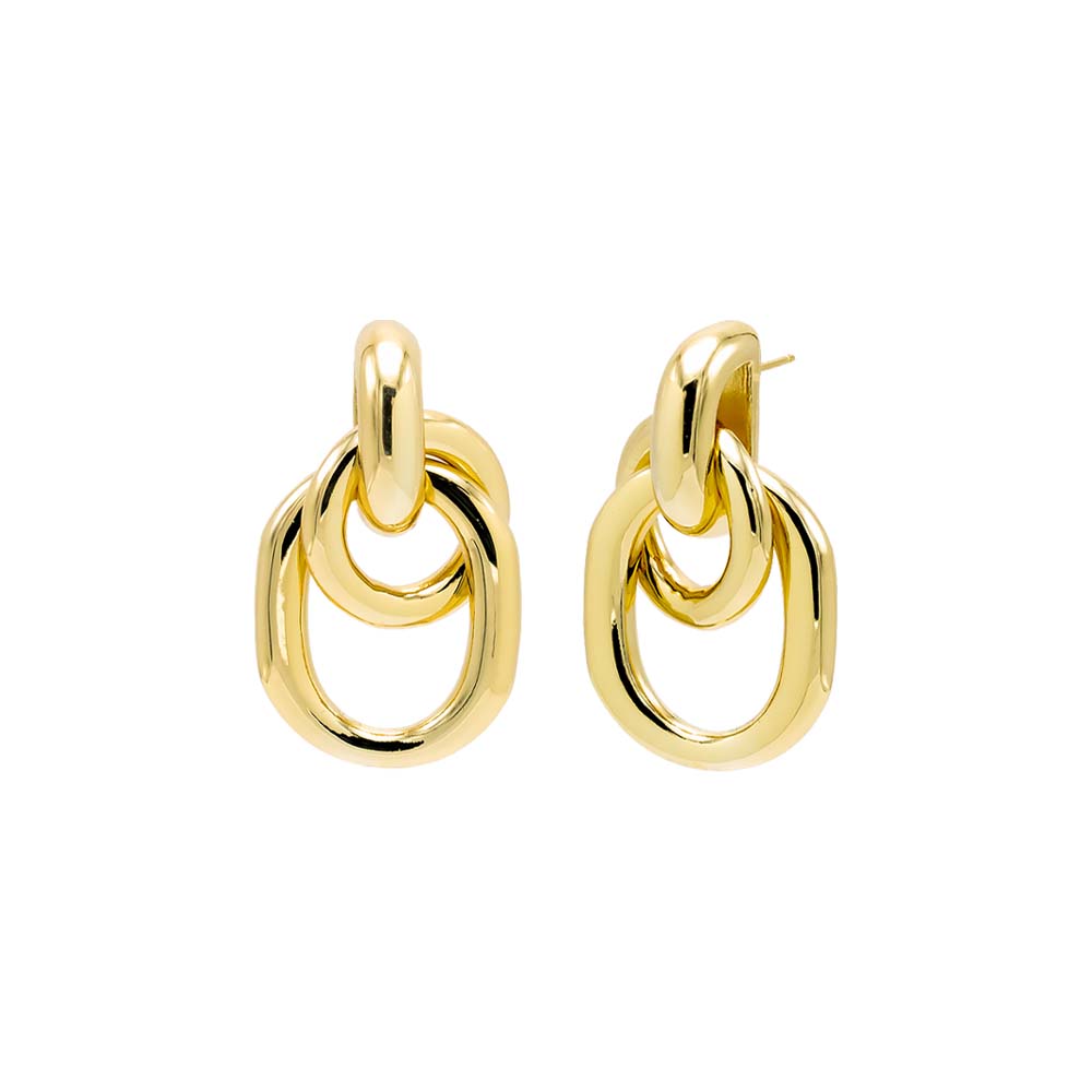 Gold Solid Intertwined Drop Link Stud Earring - Adina Eden's Jewels