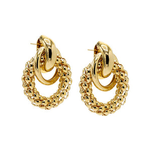 Gold Dangling Interlocked Circles Stud Earring - Adina Eden's Jewels