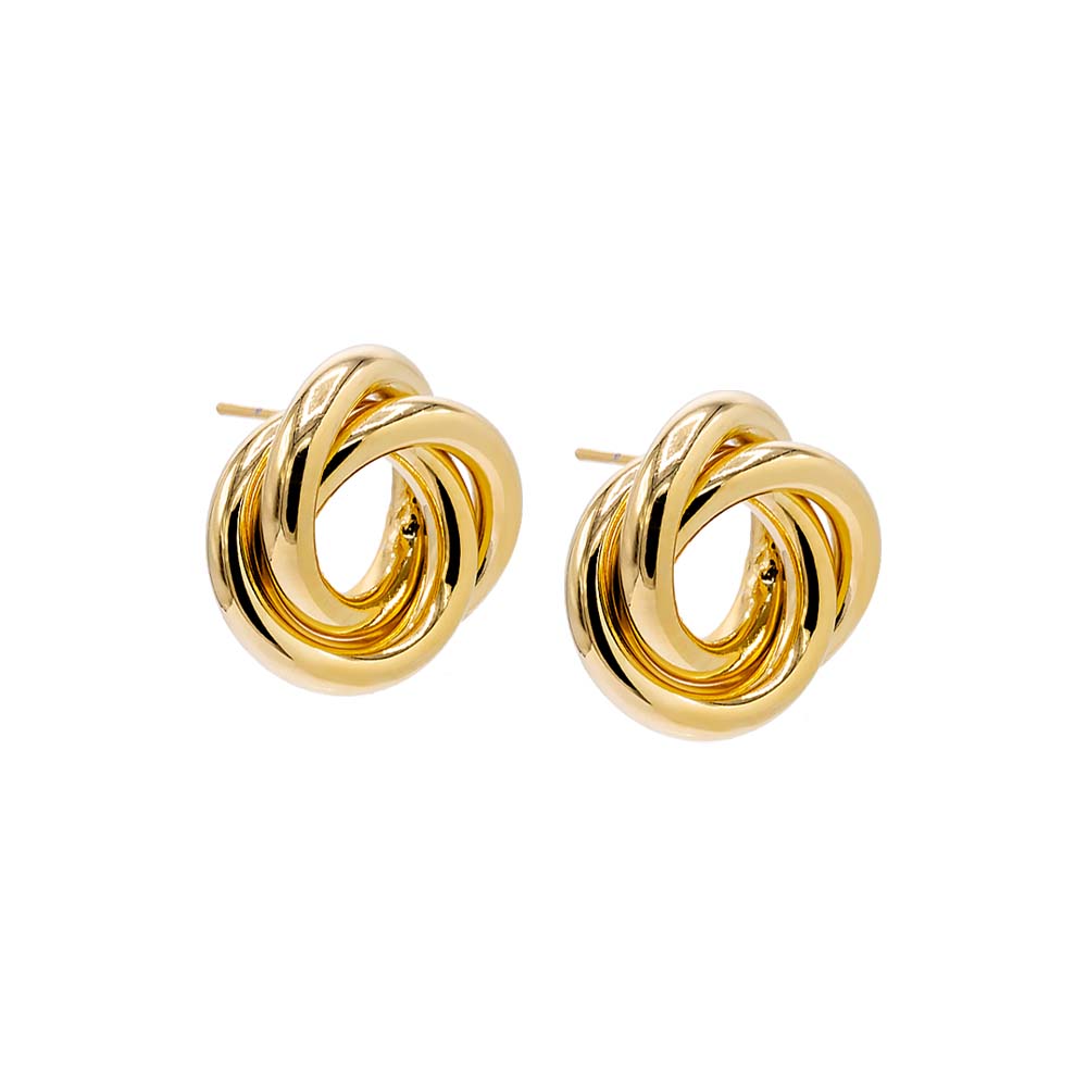 Gold Solid Triple Stranded Knot Stud Earring - Adina Eden's Jewels