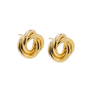 Gold Solid Triple Stranded Knot Stud Earring - Adina Eden's Jewels