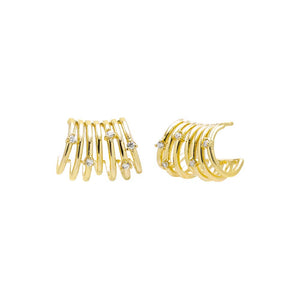Gold CZ Multi Row Cage Stud Earring - Adina Eden's Jewels