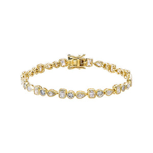 Gold Moissanite Multi Shape Bezel Tennis Bracelet - Adina Eden's Jewels