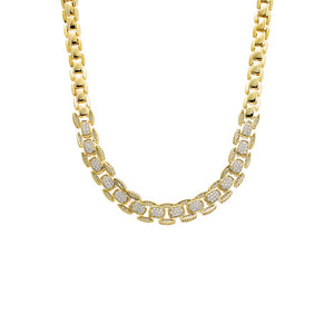 Gold Pave Super Chunky Box Chain Necklace - Adina Eden's Jewels