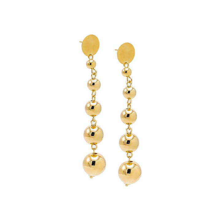 Gold Graduated Multi Ball Drop Stud Earring - Adina Eden's Jewels