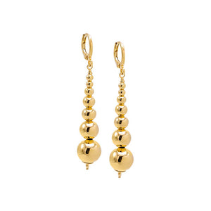 Gold Graduated Ball Drop Huggie Earring - Adina Eden's Jewels