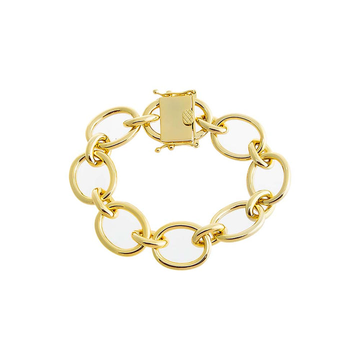 Gold Solid Open Circle Link Bracelet - Adina Eden's Jewels
