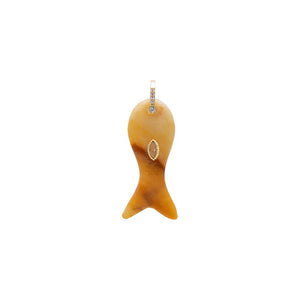 Yellow Quartz Evil Eye Natural Stone Carved Fish Charm - Adina Eden's Jewels