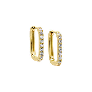 Gold / 15MM CZ U-Shape Huggie Earring - Adina Eden's Jewels