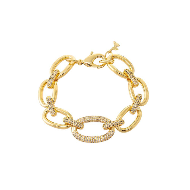 Gold Pavé Statement Oval Shape Bracelet - Adina Eden's Jewels