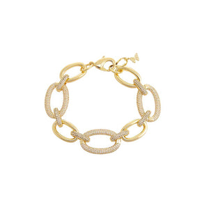 Gold Solid/Pavé Chunky Link Bracelet - Adina Eden's Jewels