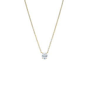 Gold Oval Solitaire CZ Necklace - Adina Eden's Jewels