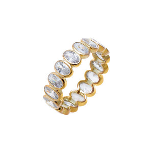 Gold / 6 Bezel Set Oval CZ Eternity Ring - Adina Eden's Jewels