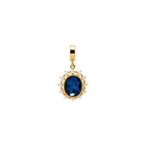 Sapphire Blue Midnight Blue CZ Halo Charm - Adina Eden's Jewels