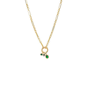 Emerald Green Green CZ Charm Trio Multi Chain Clicker Toggle Necklace - Adina Eden's Jewels