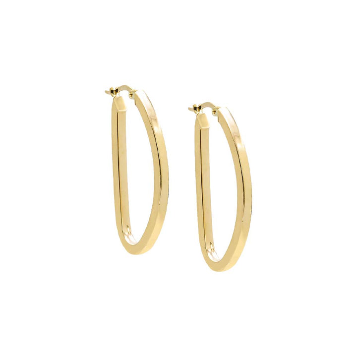 14K Gold Solid Unique Shape Hoop Earring 14K - Adina Eden's Jewels