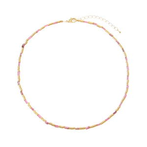 Pink Golden Pink Emperor Gemstone Choker Necklace - Adina Eden's Jewels