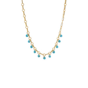 Turquoise Bead Dangle Link Necklace