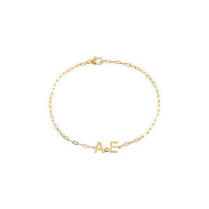 14K Gold Diamond Bezel X Solid Initials Paperclip Bracelet 14K - Adina Eden's Jewels
