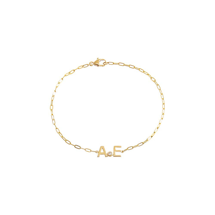 14K Gold Diamond Bezel X Solid Initials Paperclip Bracelet 14K - Adina Eden's Jewels