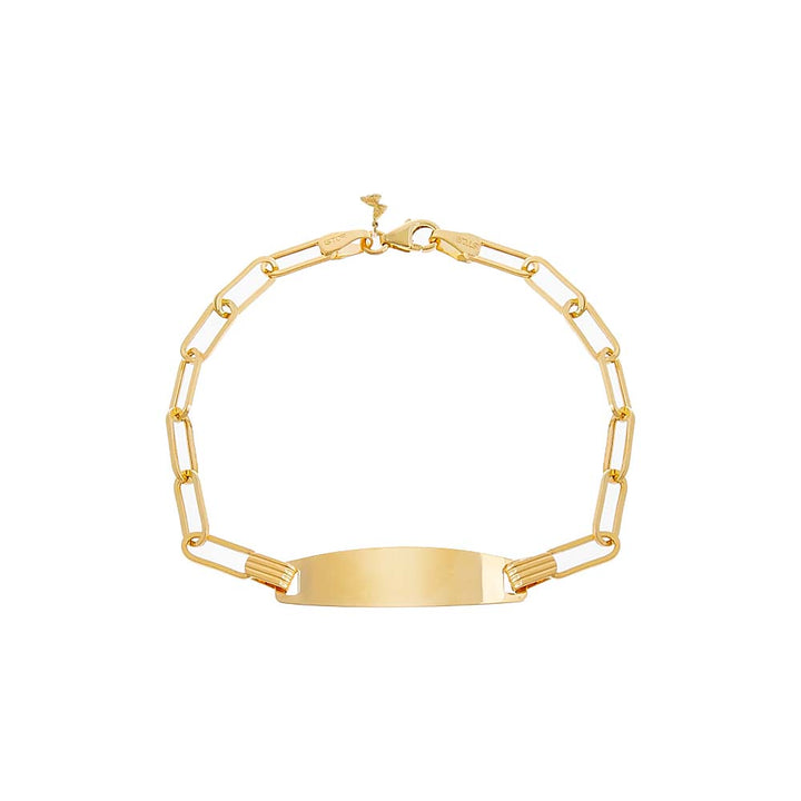 14K Gold / 6" Engraved Bar Name Link Bracelet 14K - Adina Eden's Jewels