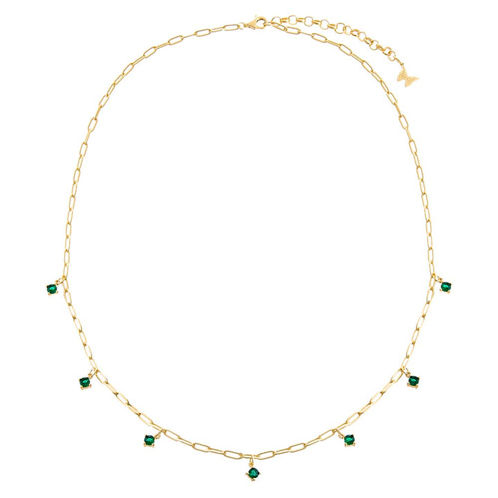  Colored Multi Dangling CZ Stone Link Necklace - Adina Eden's Jewels