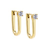 Gold / 20MM Solitaire Elongated Oval Shape Huggie Earring - Adina Eden's Jewels